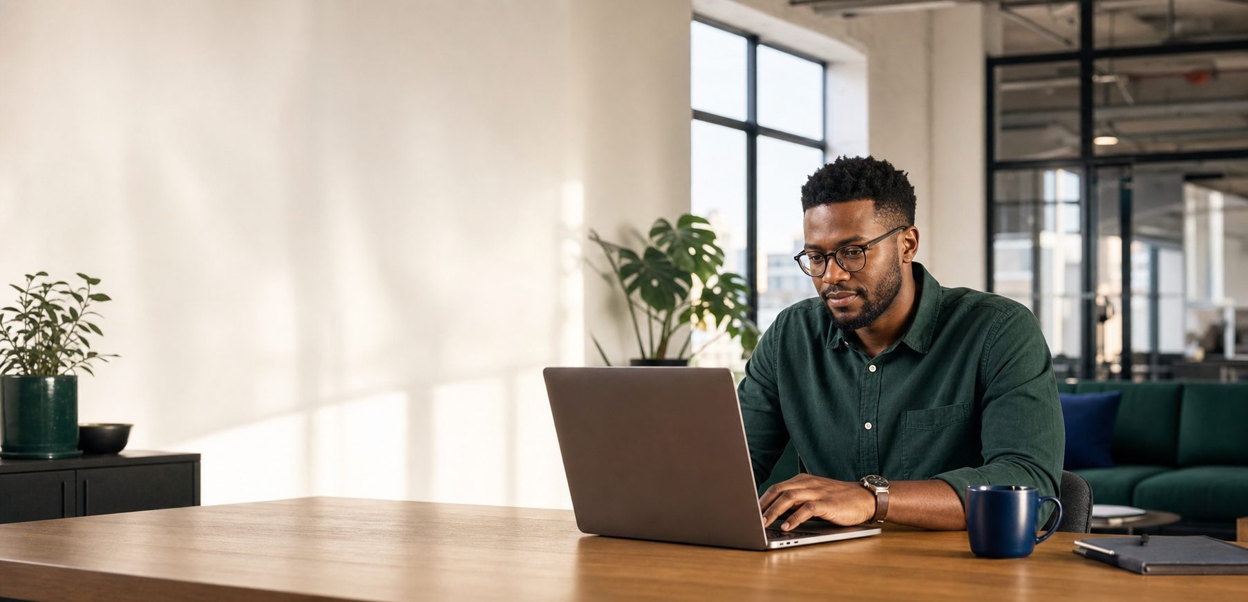 Business owner working on a laptop